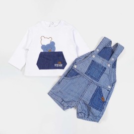 Tedybear Infants  Blue & White Dungarees