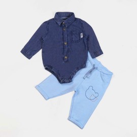 Bear Denim Infants Blue & White 2 Piece Set