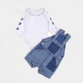 Frill Infants Blue & White Dungarees