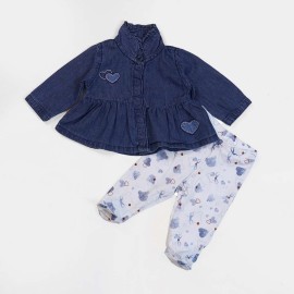 Hearts Infants Blue & White 2 Piece Set