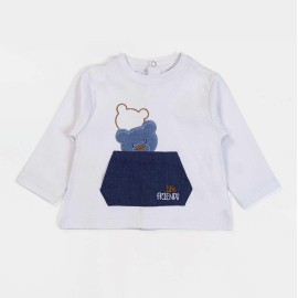 Bear Infants Blue & White Dungarees