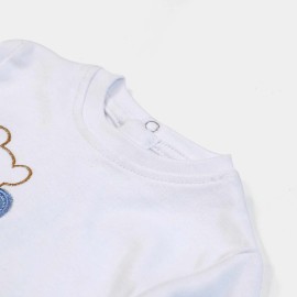 Bear Infants Blue & White Dungarees