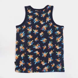 Flower Printed Boys Black T-Shirts