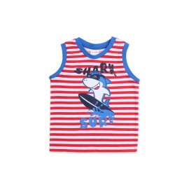 Sando-Shot-2Pices-Infants|Boys-Red-Blue-Lining