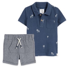 2-Pice-Set-Infant|Boys-Blue-Gray-Body-suits