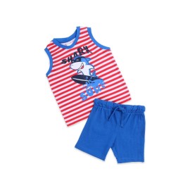 Sando-Shot-2Pices-Infants|Boys-Red-Blue-Lining