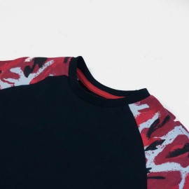 Red & Black Camo Boys Black T-Shirts