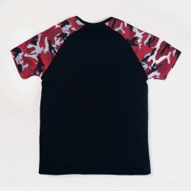 Red & Black Camo Boys Black T-Shirts