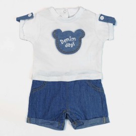 Denims Day Infants Blue & White Lining Frock and Dresses