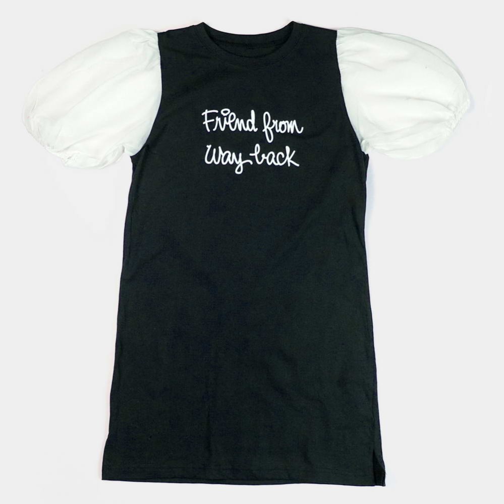 Friend Girls Black & White Lining Frock and Dresses