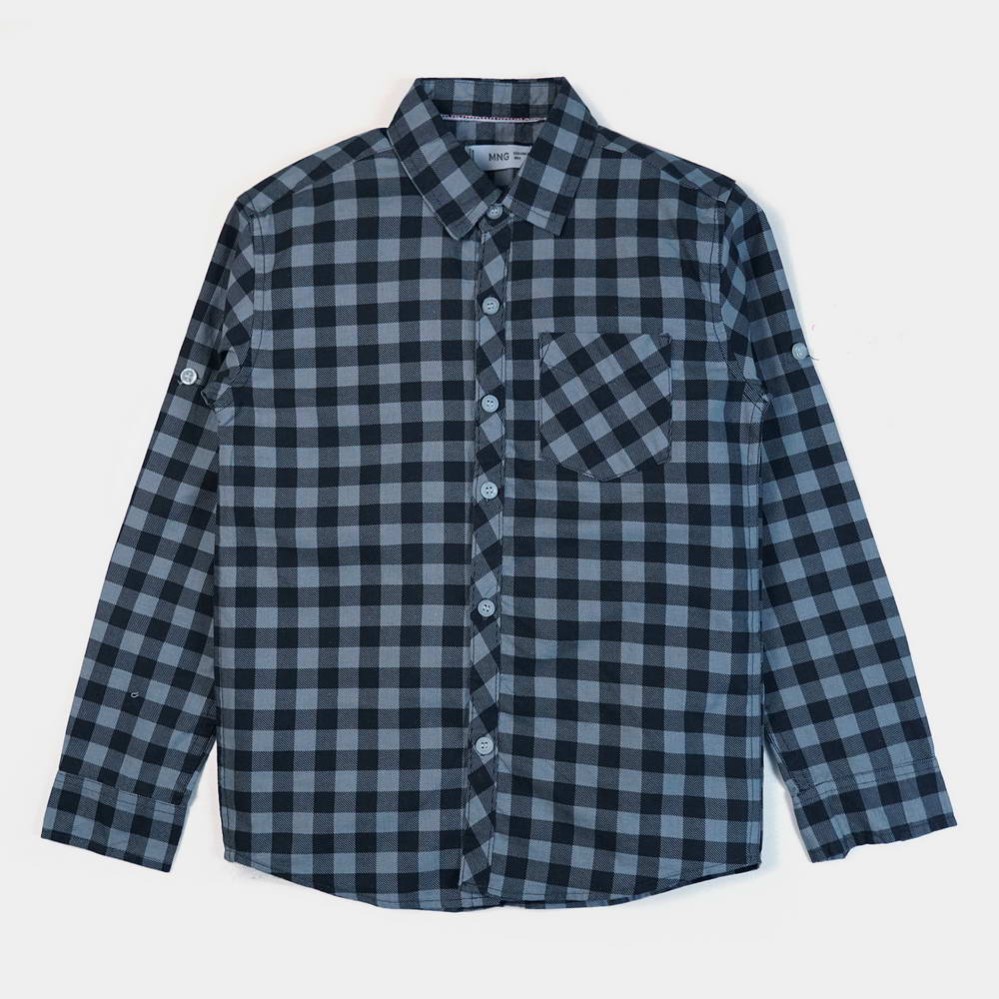 Casual Shirts Boys  Black & Gray Check Casual Shirts
