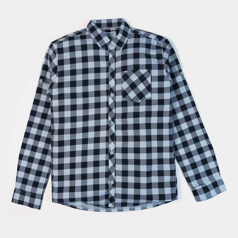 Cotton Boys Black & White Check Casual Shirts