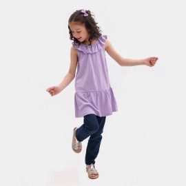 Neck Frock Girls Purple Frock and Dresses