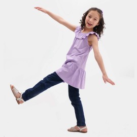 Neck Frock Girls Purple Frock and Dresses
