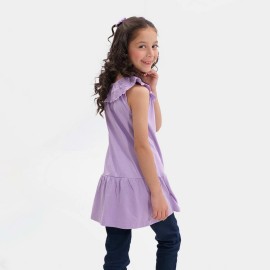 Neck Frock Girls Purple Frock and Dresses