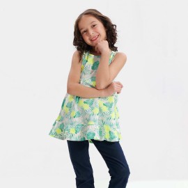 Summer Girls White Flower Print Frock and Dresses