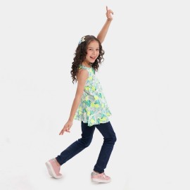 Summer Girls White Flower Print Frock and Dresses