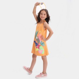 Floral Girls Orange Frock and Dresses