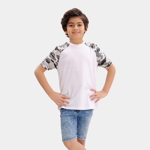 White Camo Boys White T-Shirts