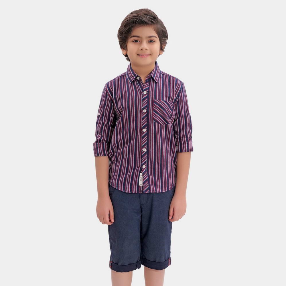 Dressing Boys Red Blue Gray Lining Casual Shirts