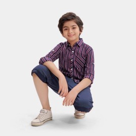 Dressing Boys Red Blue Gray Lining Casual Shirts