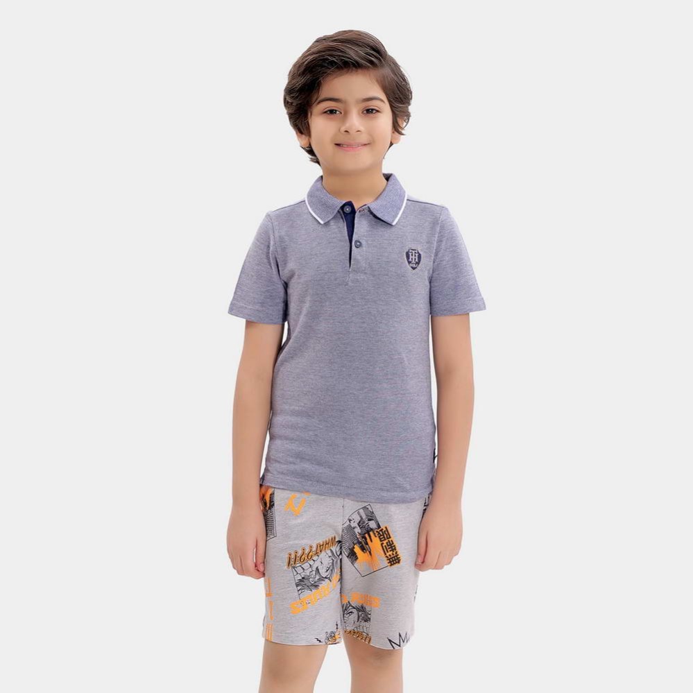 Golf Logo Boys Gray Polo T-Shirts Golf Logo Boys Gray Polo T-Shirts