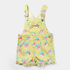 So Sweet Floral Girls Yellow Dungarees