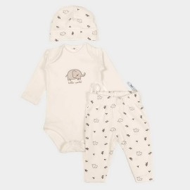 Elephant Infants off white 3pcs Rompers and Body suits