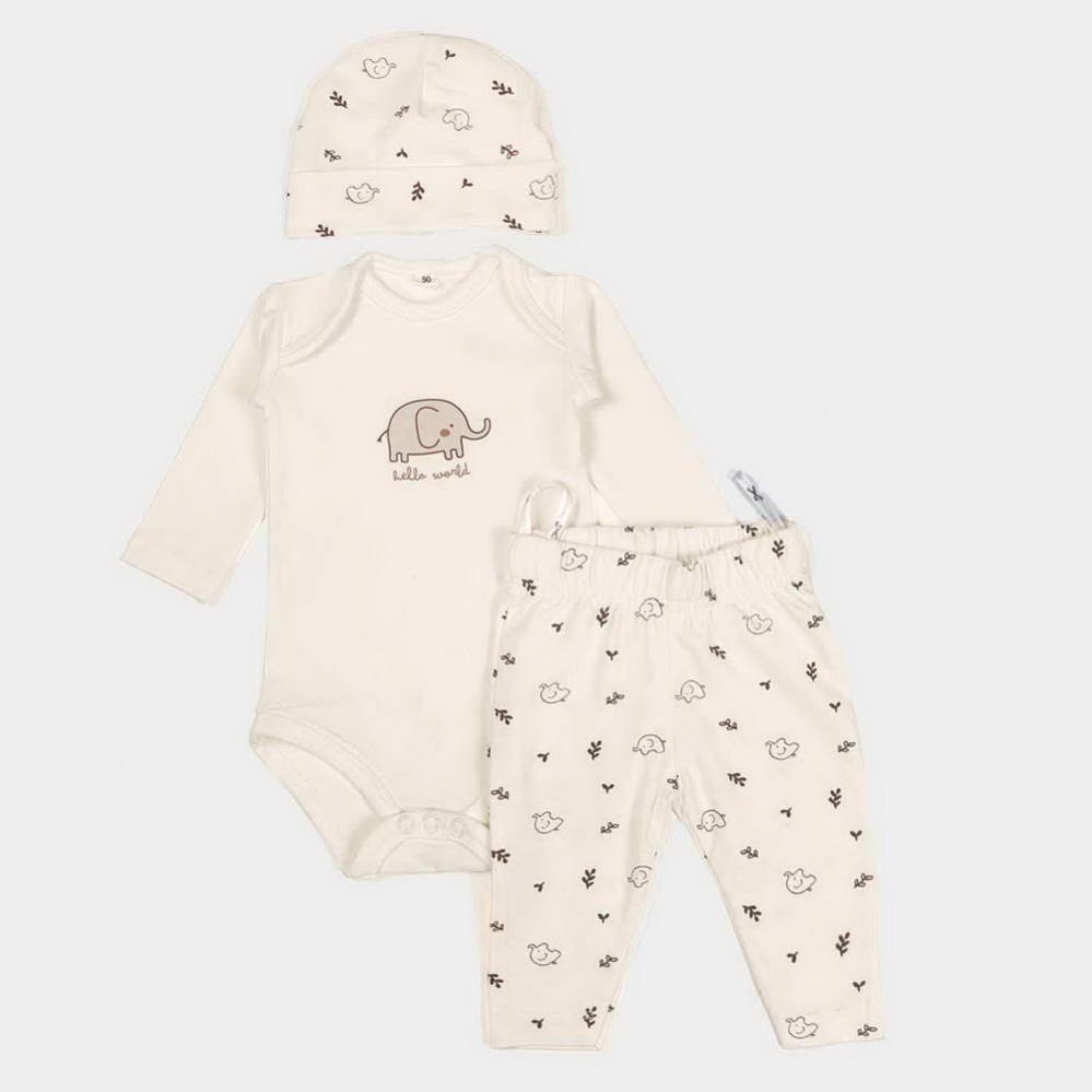 Elephant Infants off white 3pcs Rompers and Body suits