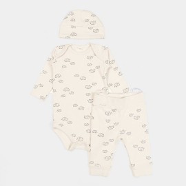 Small Elephant Infants off white 3pcs Rompers and Body suits