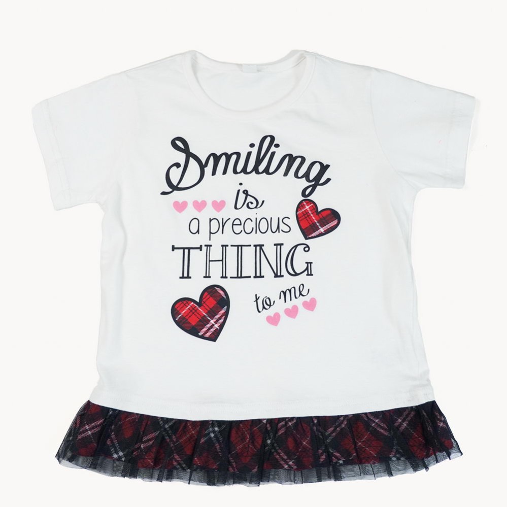 Smiling-Girls-Black-White-Lining-T-Shirts