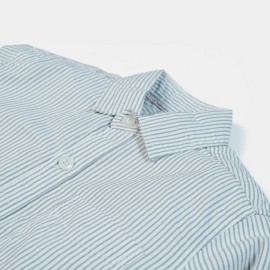 Cotton Boys Green & White Lining Casual Shirts