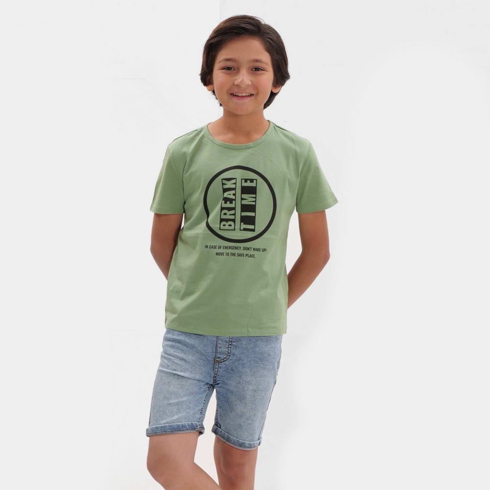 Break Time Boys Light Green T-Shirts