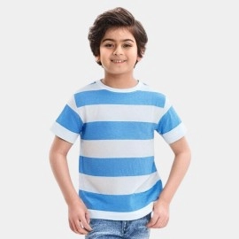 Cool Boys Blue & White Lining T-Shirts