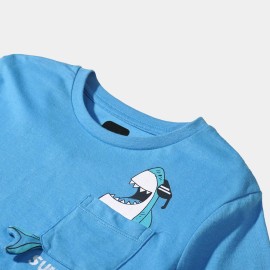 Summer Dude Pocket Infants Light Blue T-Shirts
