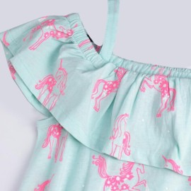 Flamingo Girls Light Green Frock and Dresses