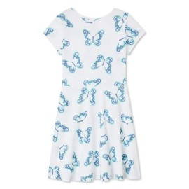 Butterfly Printed-Girls-White Frock