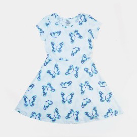 Butterfly Printed-Girls-White Frock