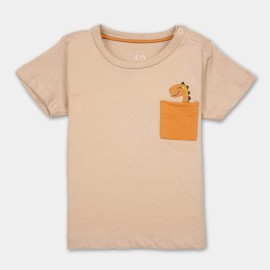 Pocket-Dino-Infants-Light-Brown-T-Shirts