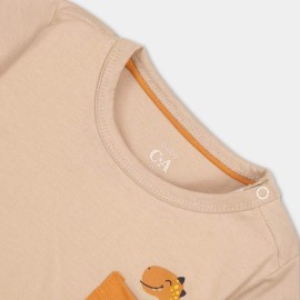 Pocket-Dino-Infants-Light-Brown-T-Shirts